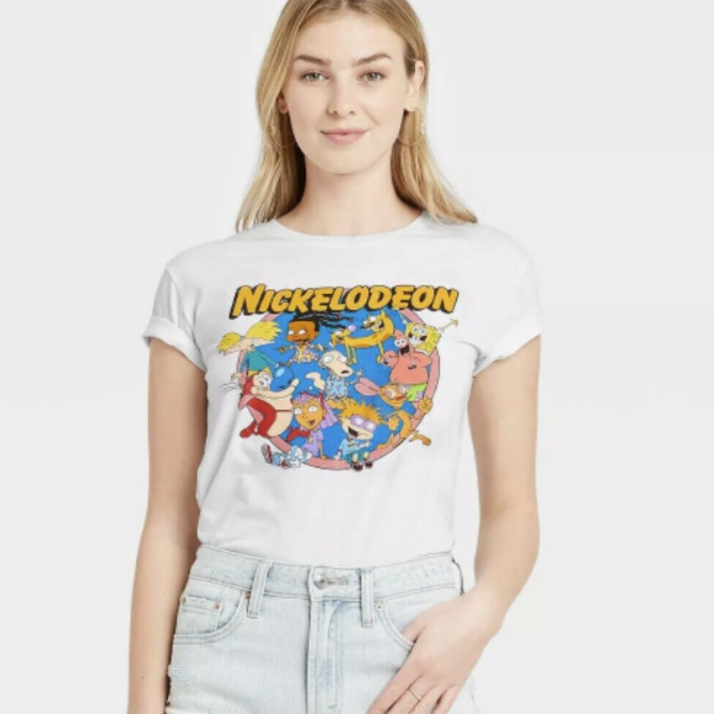 Nickelodeon Juniors' White Short Sleeve Graphic Tee M